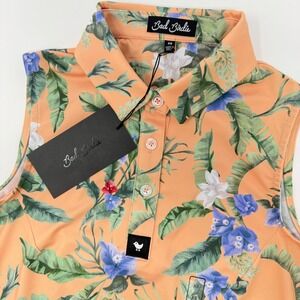 Bad Birdie Women's XS Sleeveless Polo Shirt Coral Flora Fiesta Golf NEW